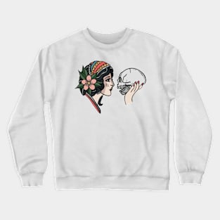 Lady with skull tattoo style Crewneck Sweatshirt